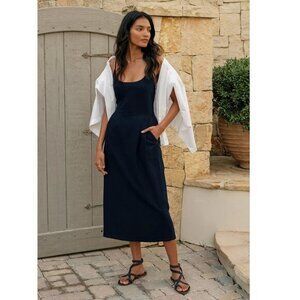 Jenni Kayne Raw Silk Rove Dress Dark Blue $395 XL